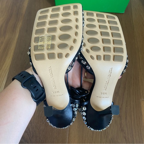 Bottega‎ Veneta Sparkle Stretch Lace-Up Sandal Heels Black 35.5/5.5 - Picture 9 of 10
